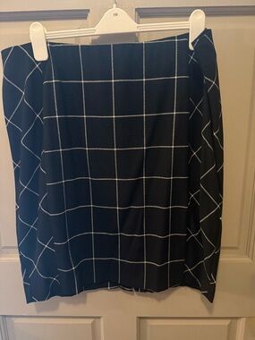 Lane Bryant Black Pencil Skirt with White Windowpane